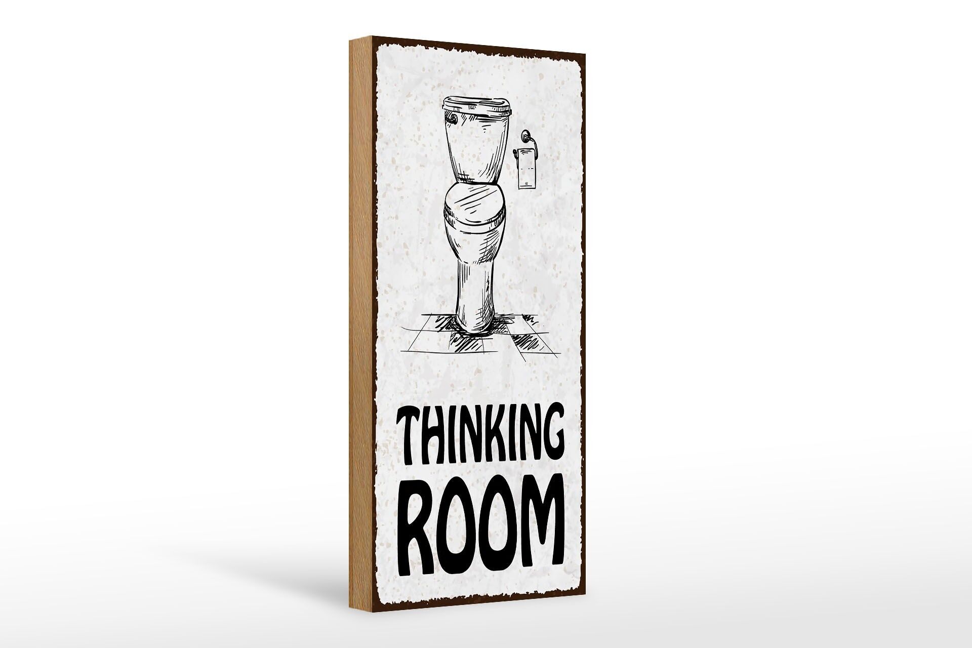 Cartello in legno con scritta 27x10 cm Decorazione per toilette "Stanza dei pensieri"