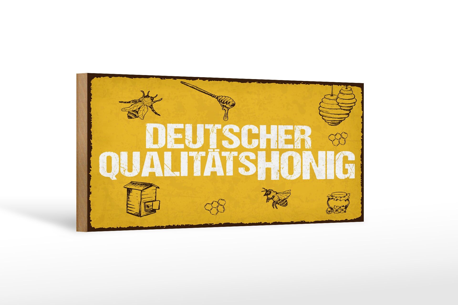 Cartello in legno avviso 27x10 cm miele di qualità tedesca api cartello