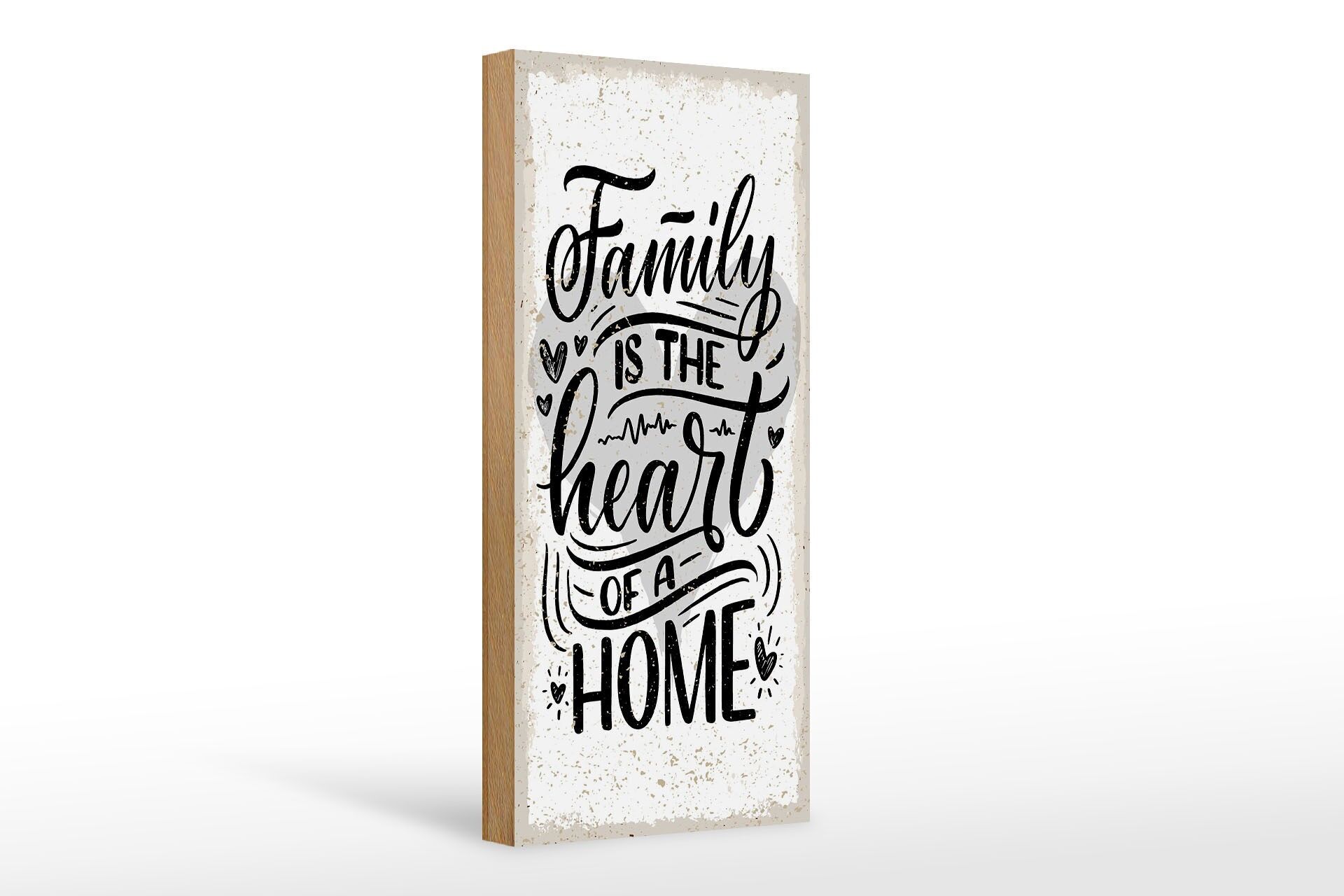 Holzschild Spruch 27x10 cm Family is the heart of a home Deko Schild