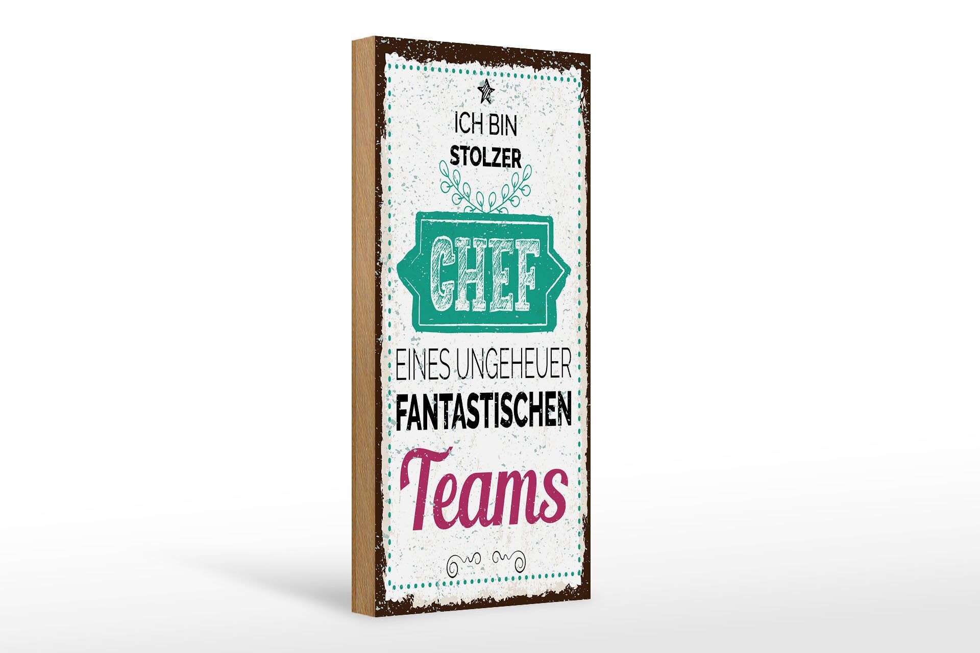 Holzschild Spruch 27x10 cm Stolzer Chef eines fantastischen Teams Deko Schild