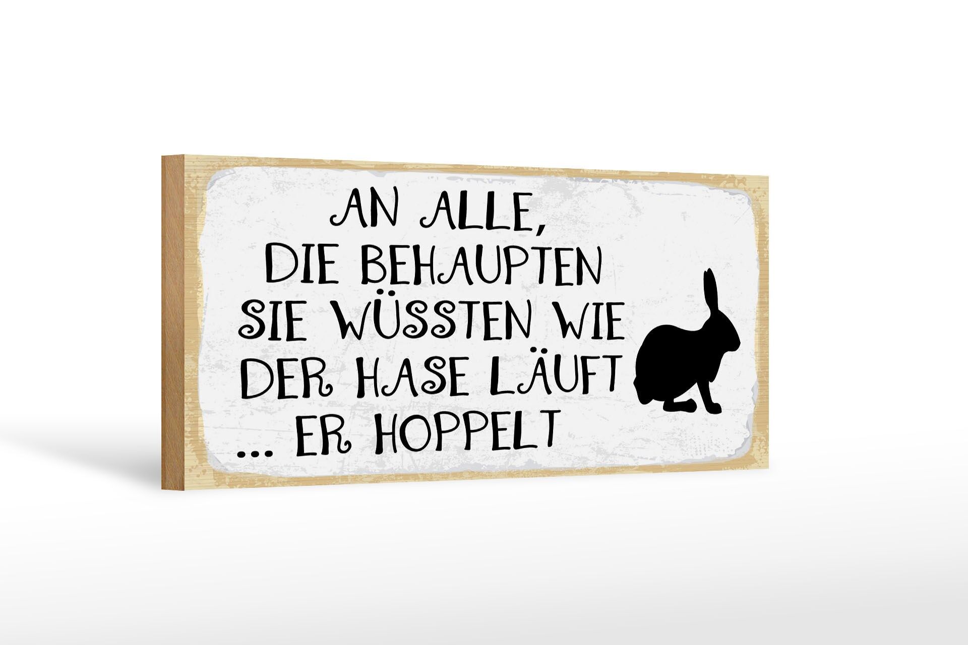 Cartello in legno con scritta 27x10 cm La lepre corre salta cartello decorativo