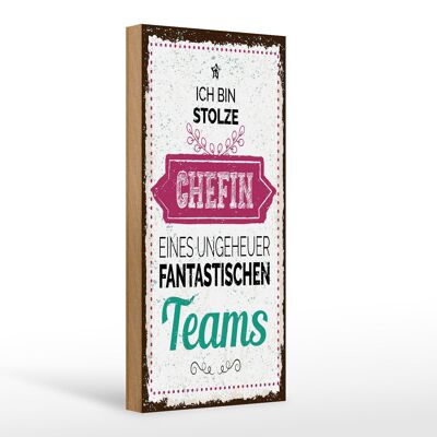 Panneau en bois 27x10 cm "Fier patron d'une équipe fantastique" panneau décoratif