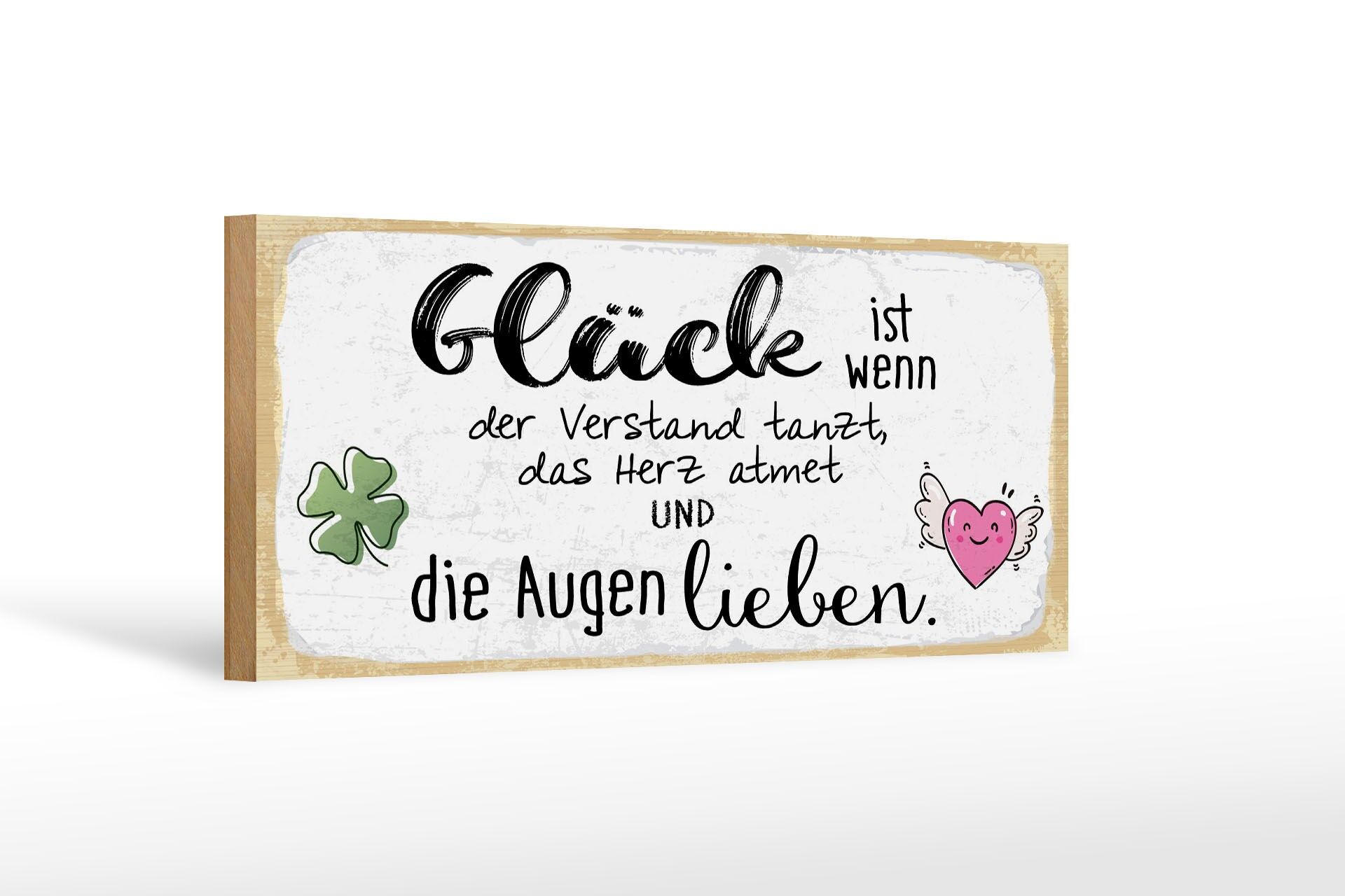 Cartello in legno con scritta 27x10 cm La felicità è quando gli occhi amano cartello decorativo