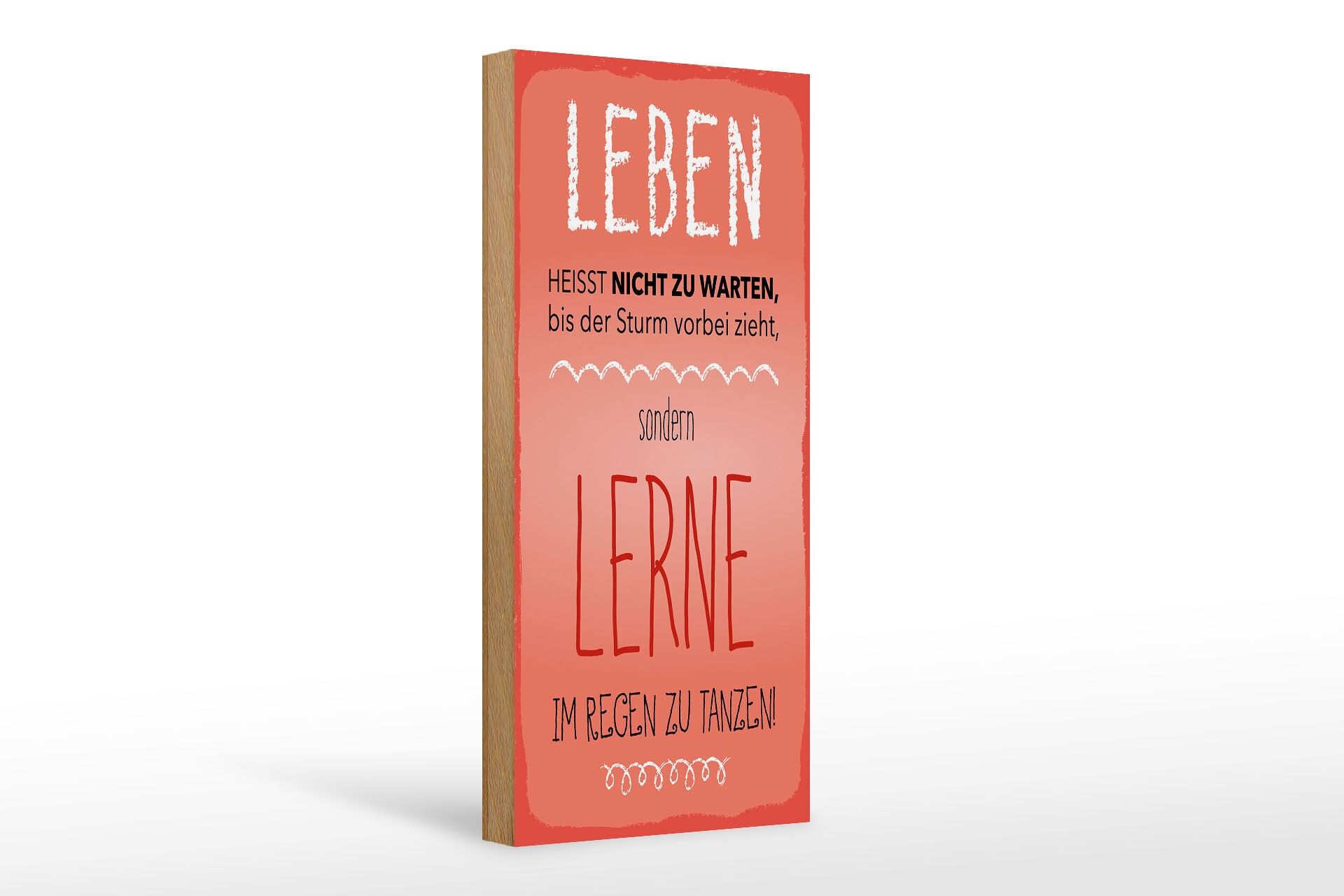 Cartello in legno con scritta 27x10 cm La vita impara a ballare sotto la pioggia cartello decorativo rosso