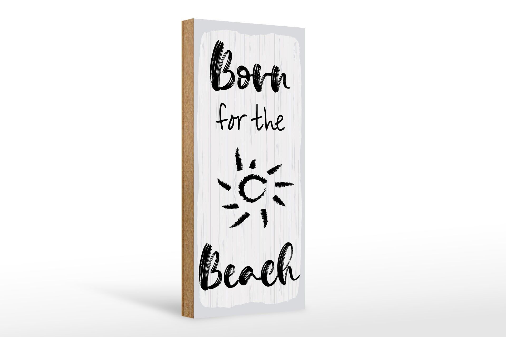 Letrero de madera con texto "Nacido para la playa" 27x10 cm, letrero decorativo blanco.