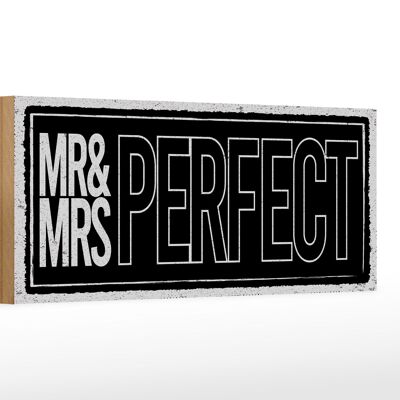 Cartello in legno con scritta 27x10 cm Mr and Mrs perfect black cartello decorativo