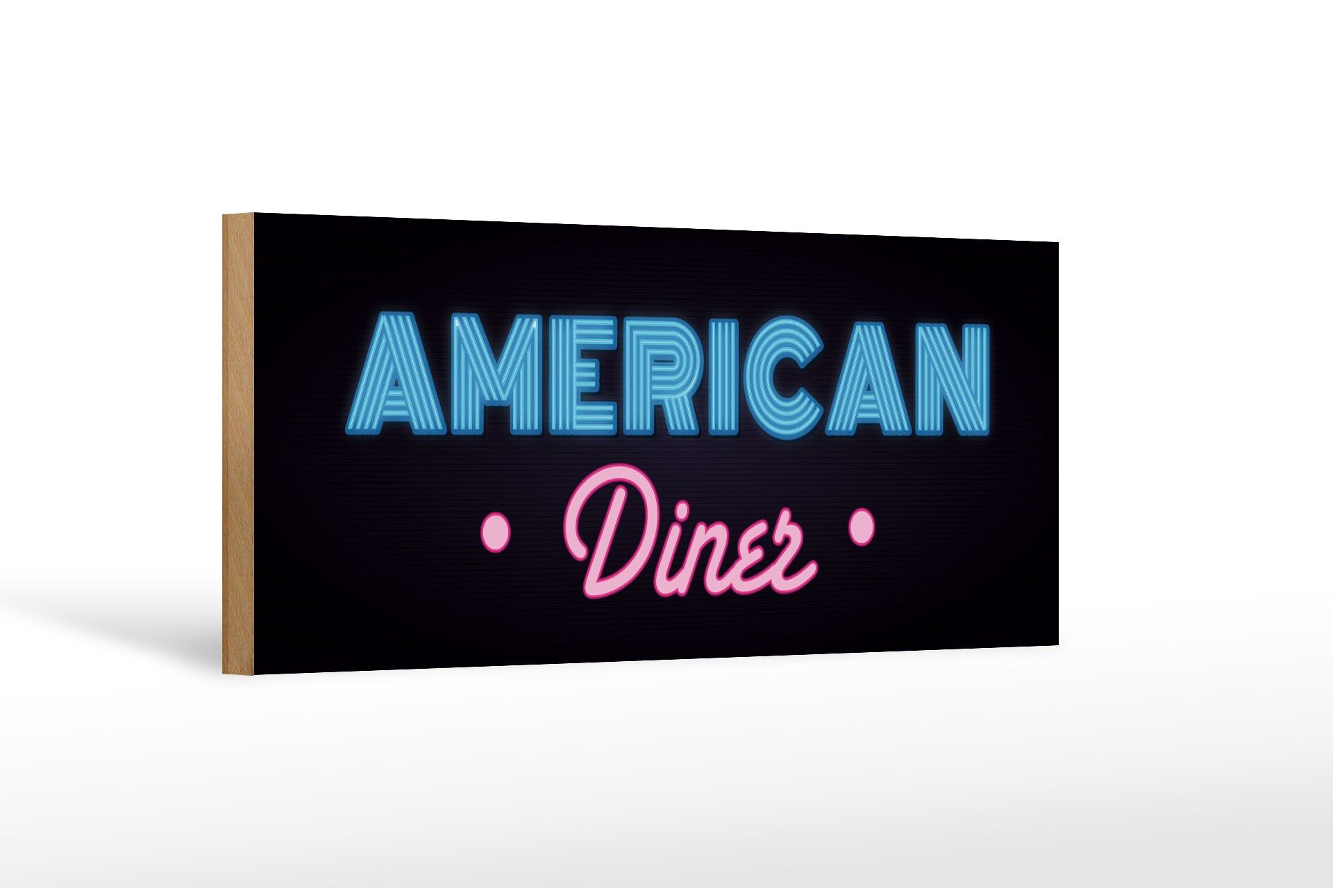 Holzschild Hinweis 27x10 cm American Diner Reklame Deko Schild