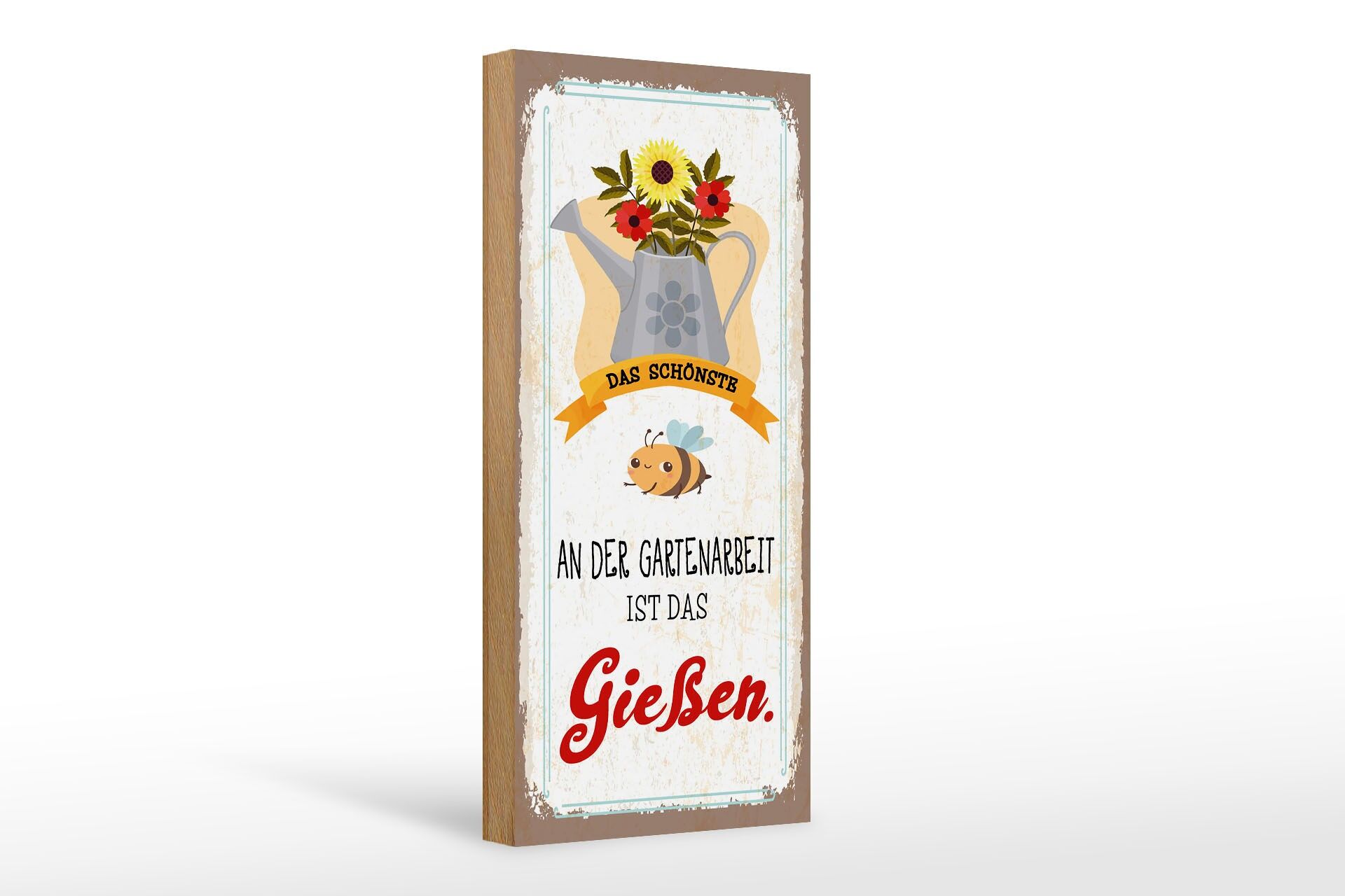 Letrero de madera 27x10 cm Lo mejor de la jardinería es regar.