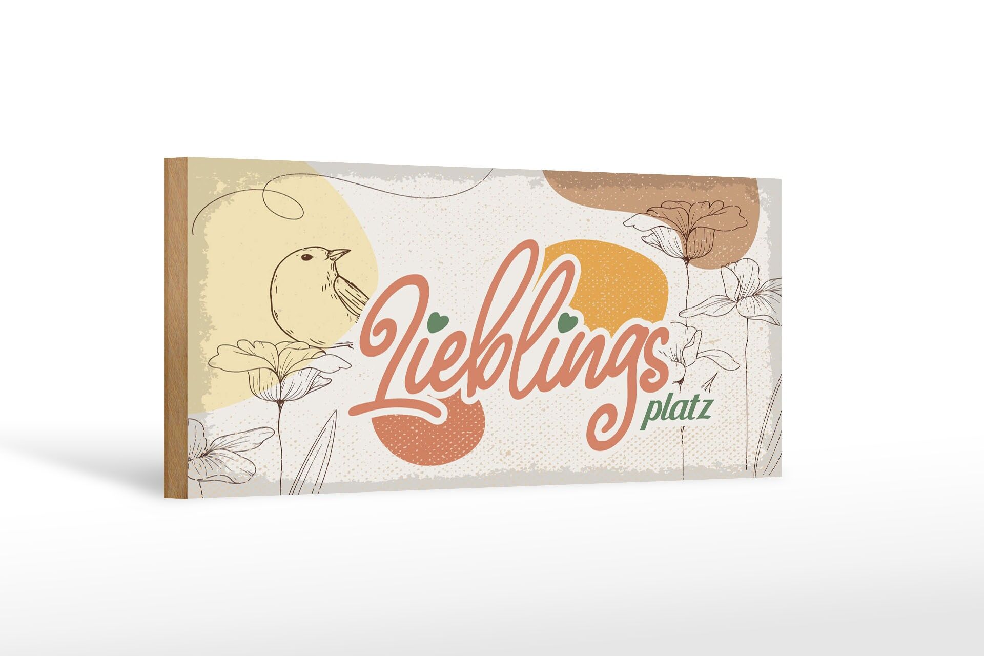 Wooden sign note 27x10 cm favorite place flowers bird decoration sign