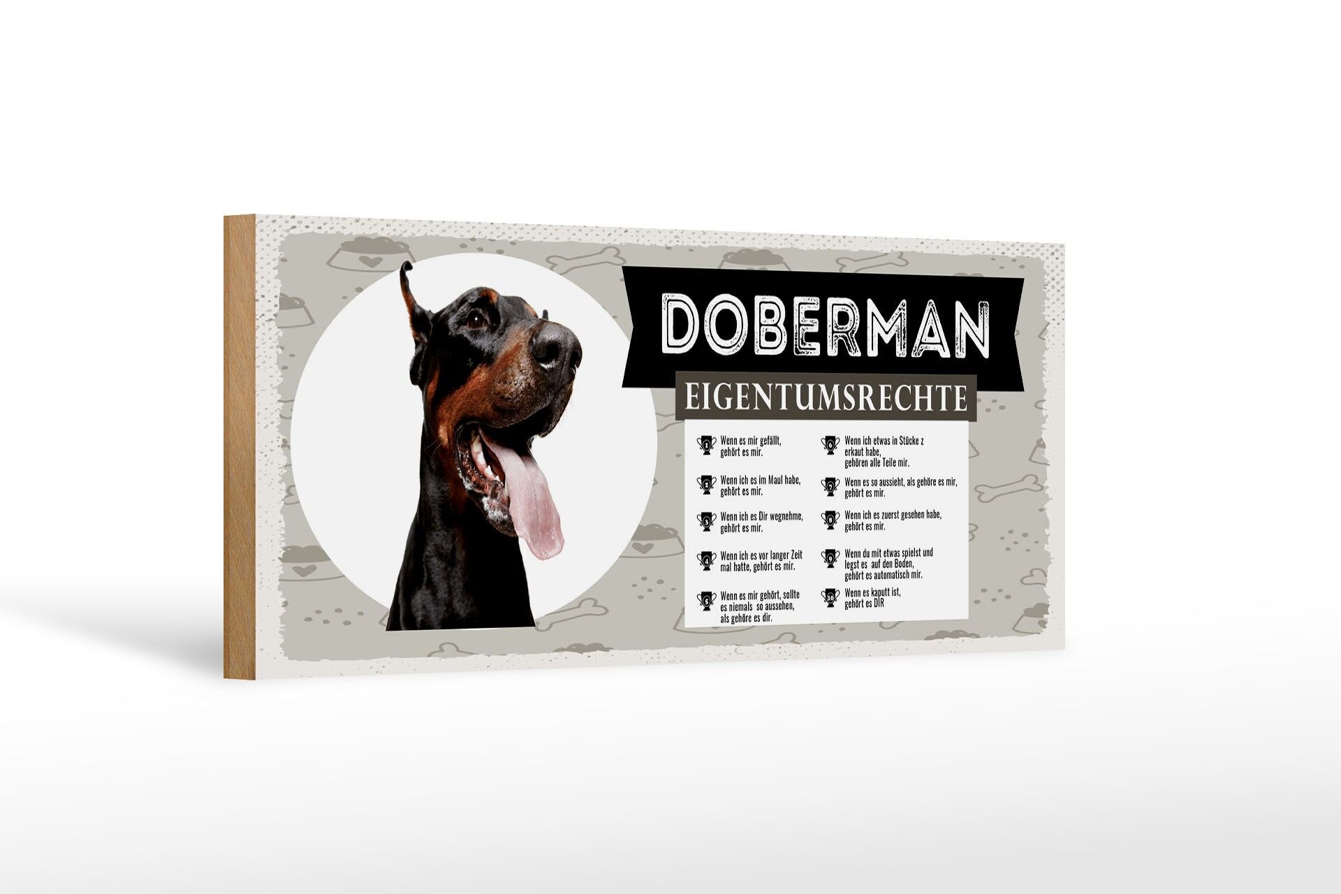 Cartello in legno cane 27x10 cm Doberman diritti di proprietà cartello decorativo