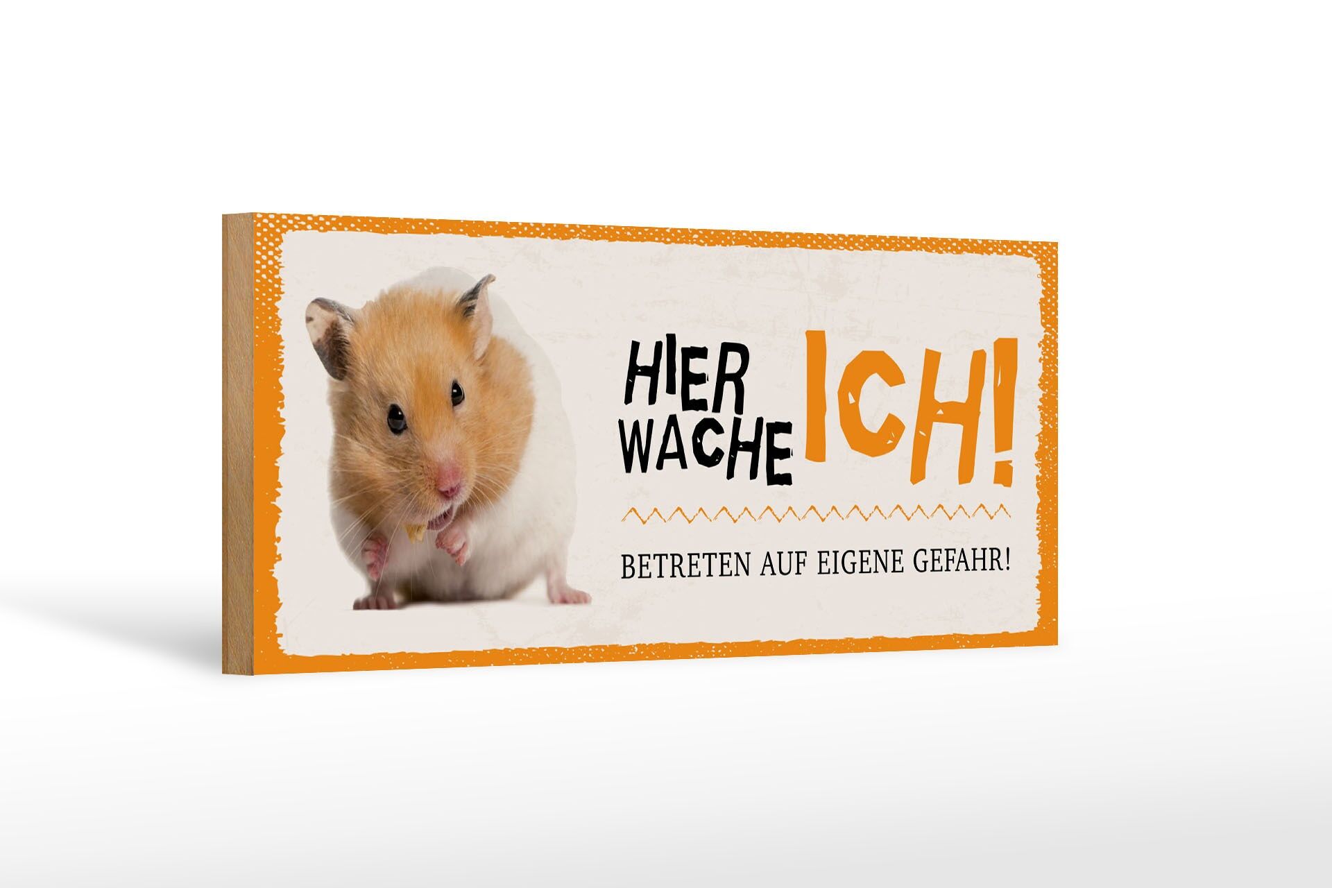 Cartello in legno con scritta 27x10 cm Eccomi qui Cartello decorativo Hamster custodito