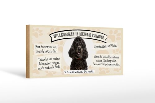 Holzschild Spruch 27x10 cm Willkommen in meinem Zuhause Pudel Hund Deko Schild