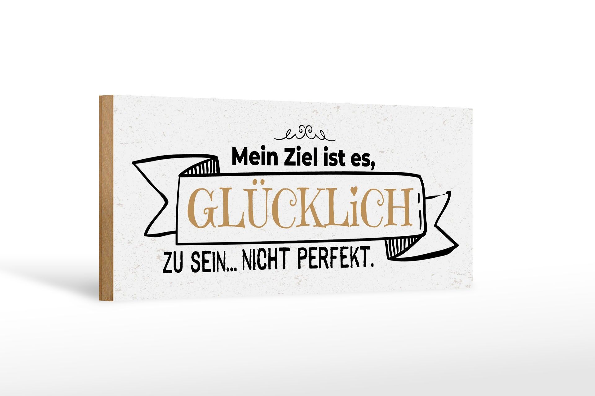 Cartello in legno con la scritta 27x10 cm Il mio obiettivo è essere felice, non perfetto