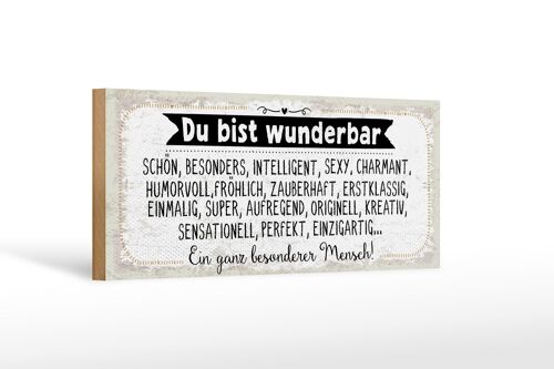 Holzschild Spruch 27x10 cm du bist wunderbar. Ein ganz besonderer Mensch Schild