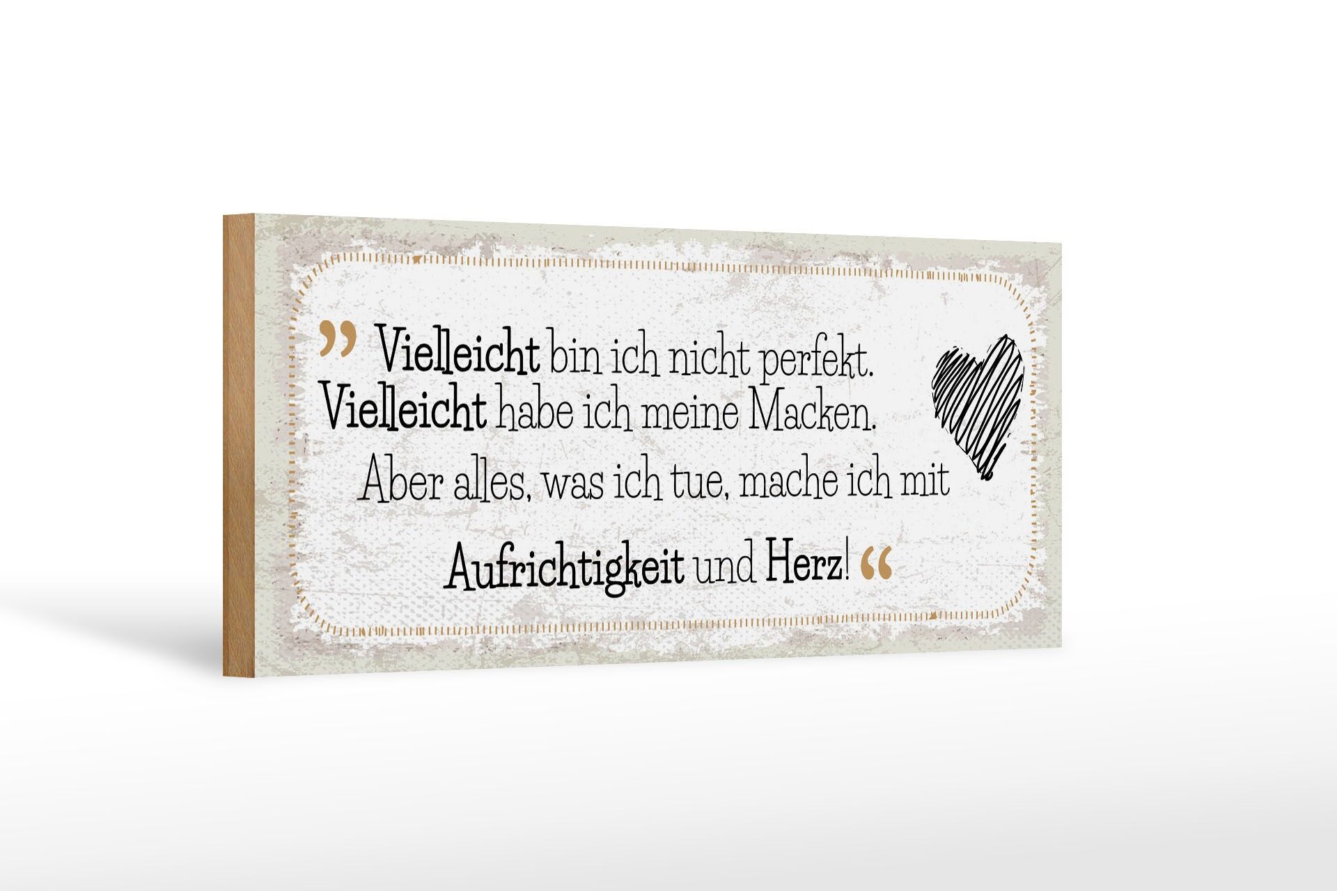 Wooden sign saying 27x10 cm what I do, I do with sincerity and heart