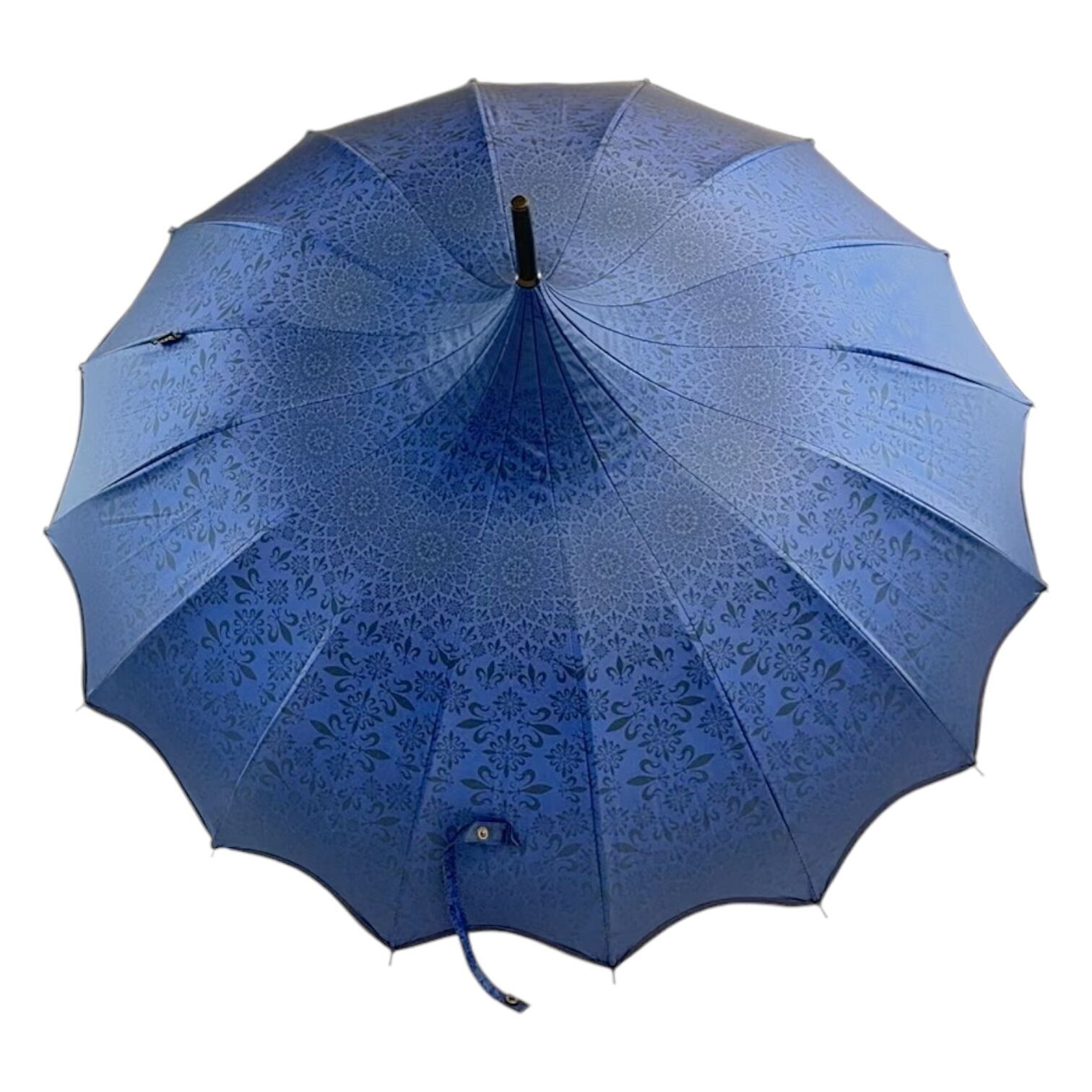 Pagoda con motivo boutique e bordo smerlato blu navy