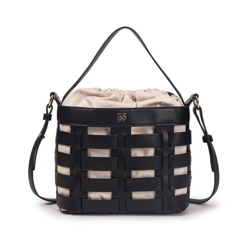 Sac seau avec bandoulière en cuir vegan Ruth noir