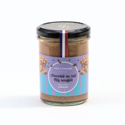 Crema de chocolate con leche, almendras y arroz inflado (tarro de 220 g)