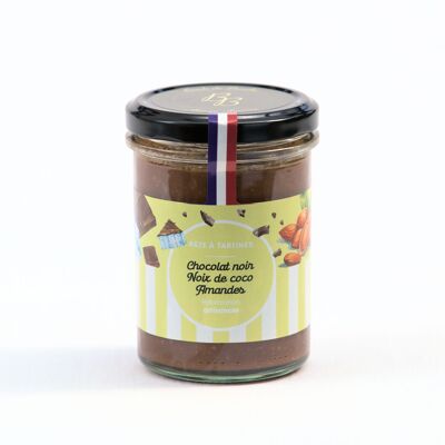 Pâte à tartiner Chocolat noir, Amandes, Noix de coco (Pot de 220g)