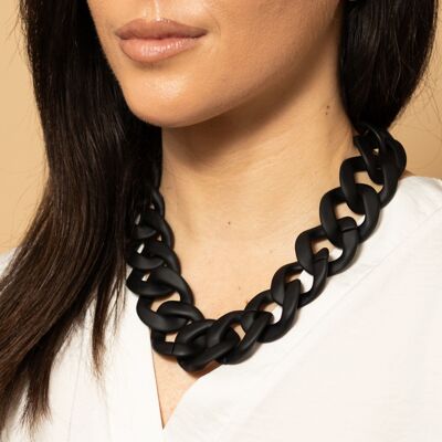 Statement Necklace – Chunky Matte Black Chain Links