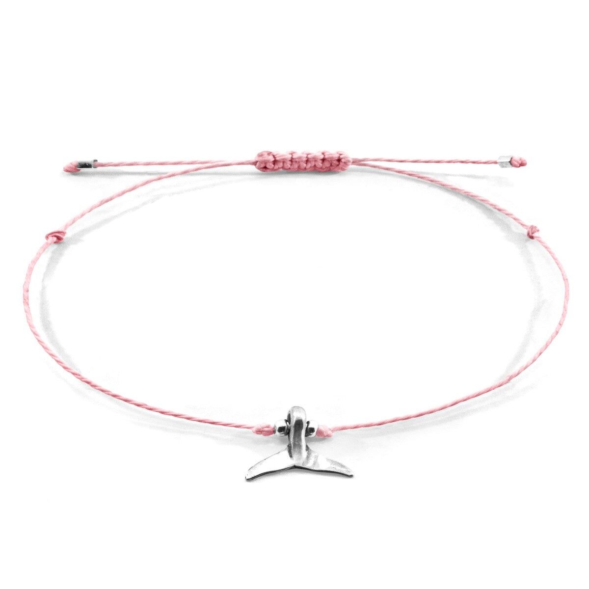 Pink Think Ocean Mini-Wal-Silber- und Seil-Makramee-Armband