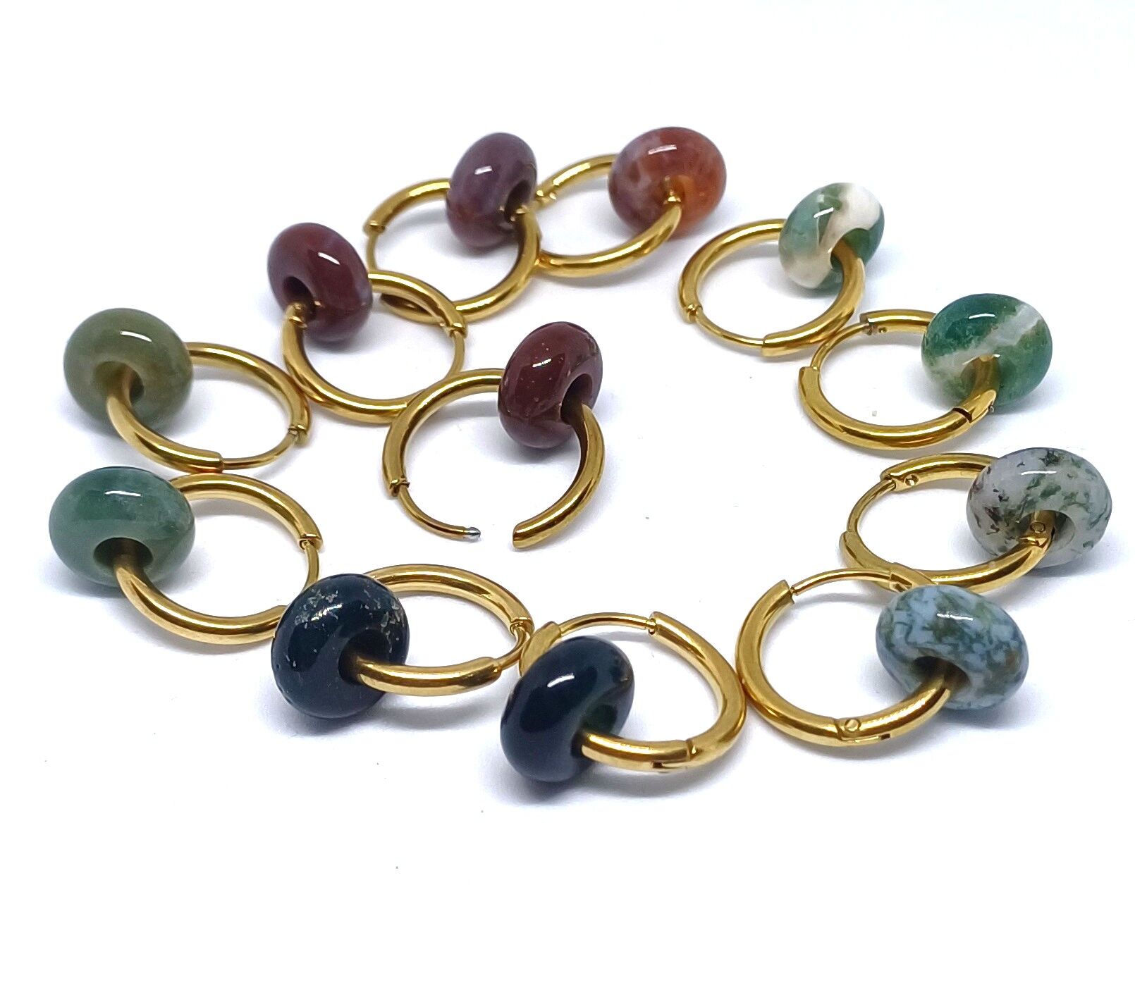 Creoli con rondella di pietra preziosa di agata indiana