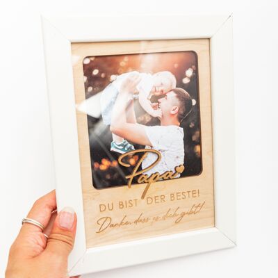 Cadre photo Papa - Merci d'être là - Cadeau fête des pères / Cadeau anniversaire