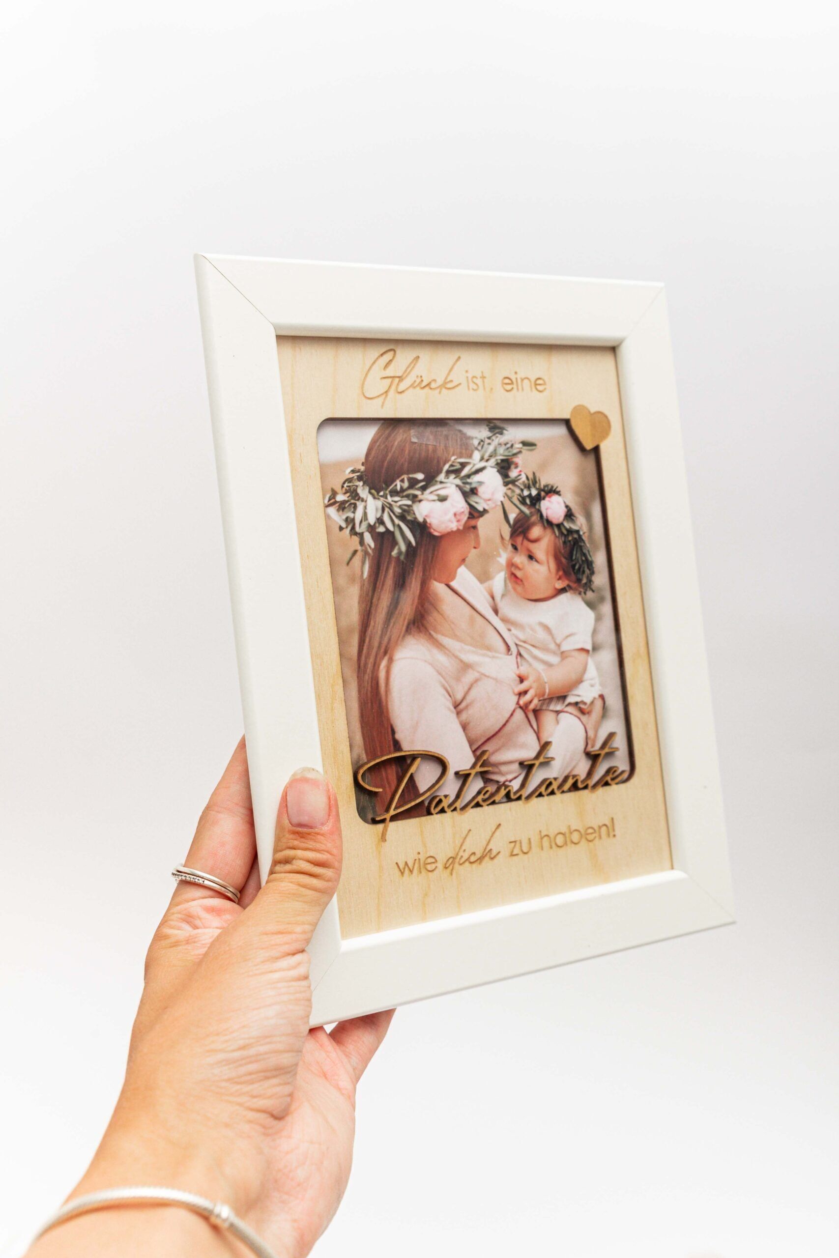 Bilderrahmen: Patentante - Glück ist, eine Patentante wie dich zu haben / Geschenk zur Taufe oder zum Geburtstag