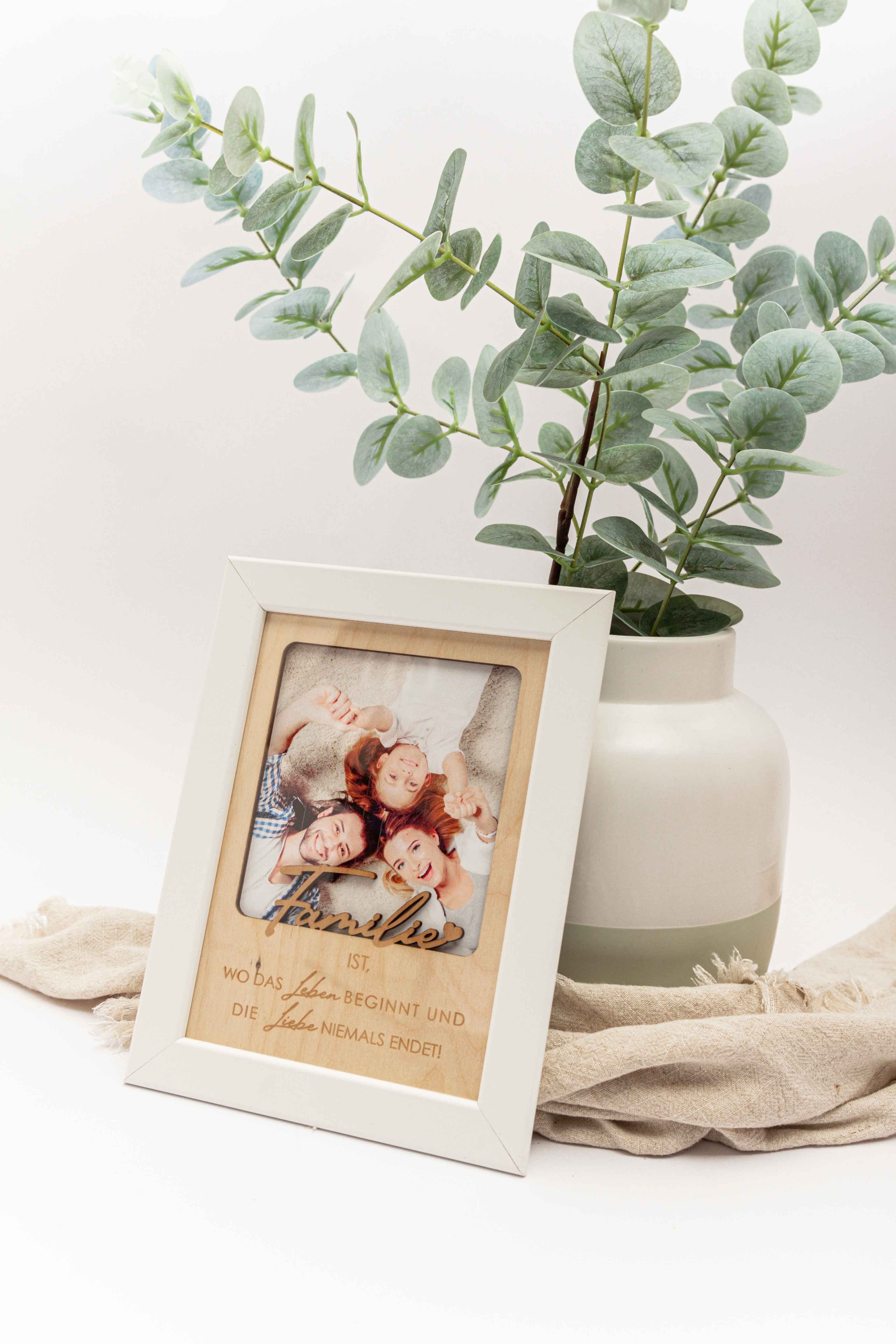 Bilderrahmen: Familie ist wo das Leben beginnt und die Liebe niemals endet