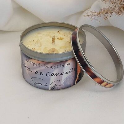 Cinnamon stick jewel candle - lithotherapy stone pendant gift - natural wax - Grasse fragrance