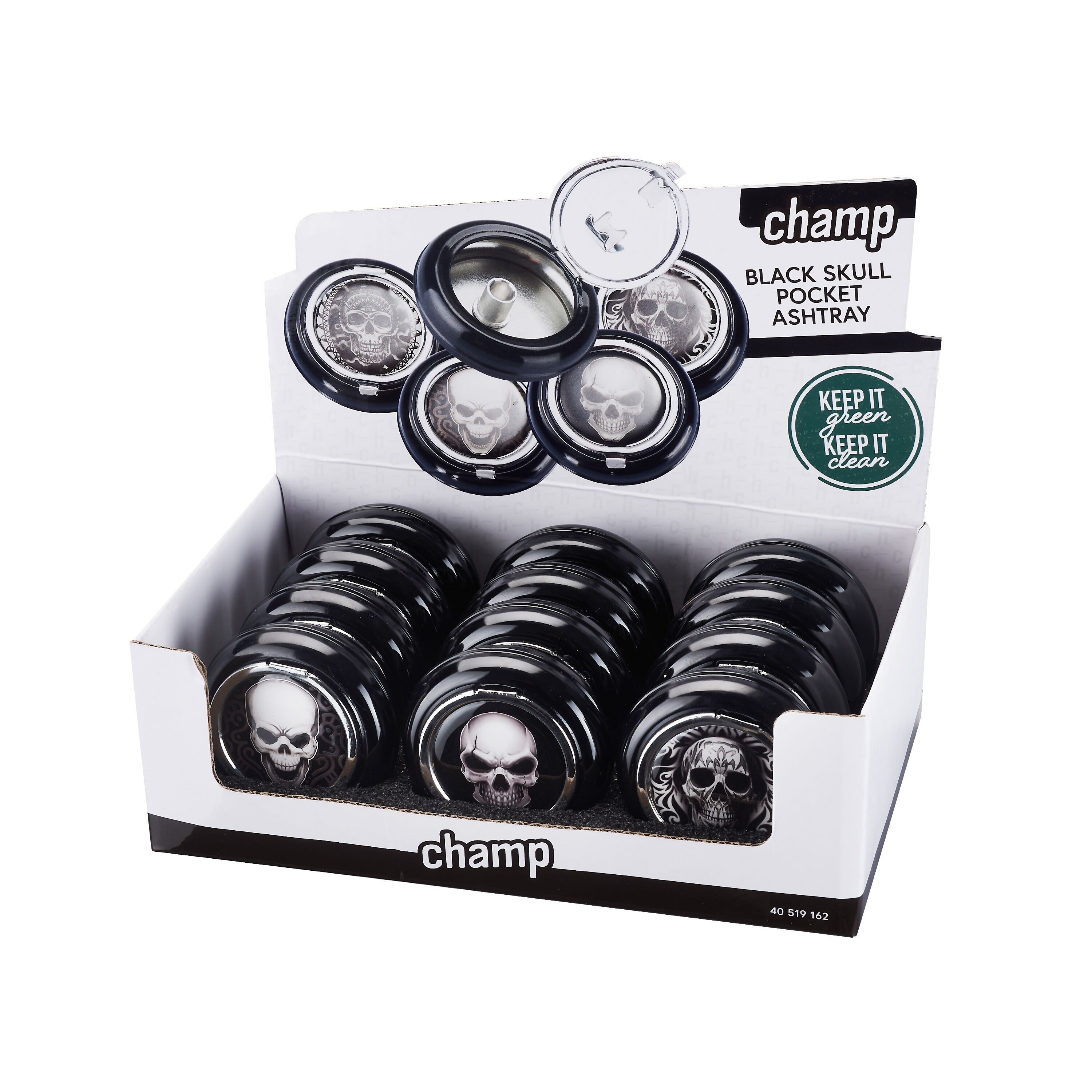 Posacenere tascabile teschio nero