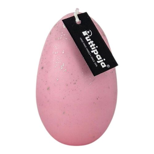 Egg candle, pink with champagne splashes, 13cm