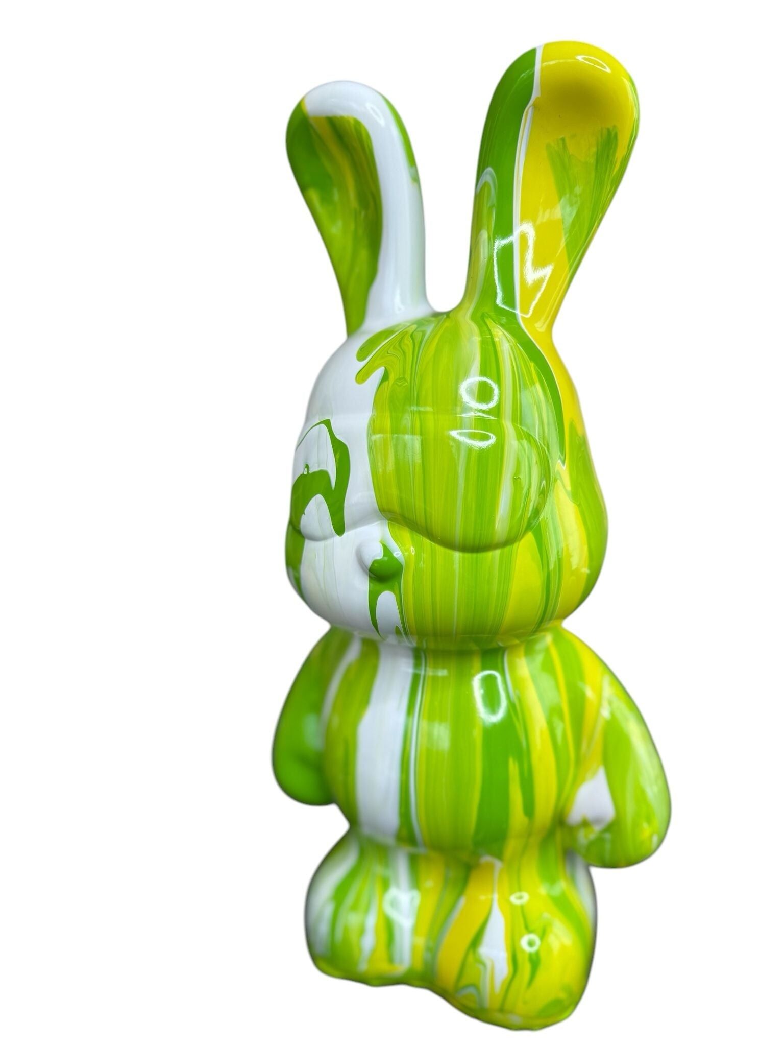 Kit de pintura fluida BUNNY Fluid Art de 33 cm, verde, amarillo y blanco