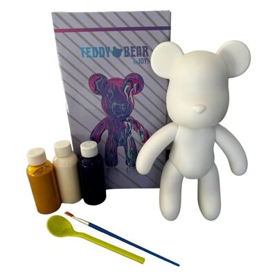 Kit de peinture pouring fluide art - Ours Teddy Bear Violet Blanc Or
