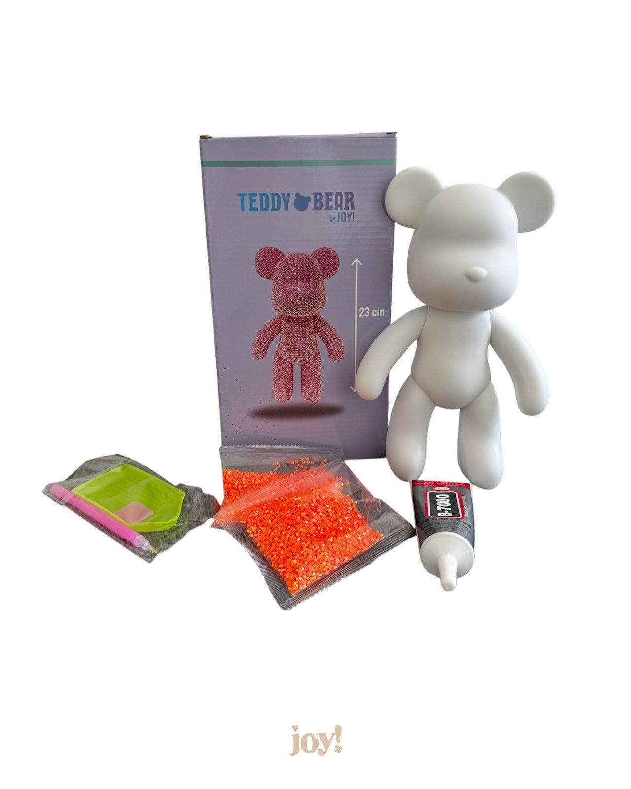 Kit completo per pittura con diamanti 5D - Orsetto in cristallo arancione