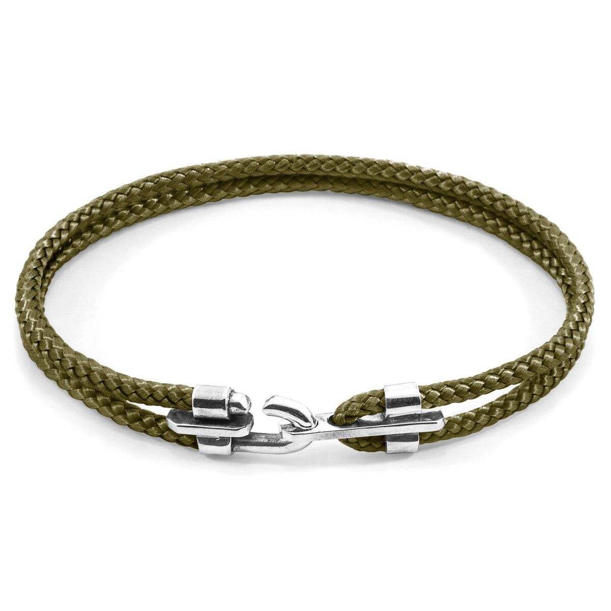 Bracciale Canterbury in argento e corda verde cachi