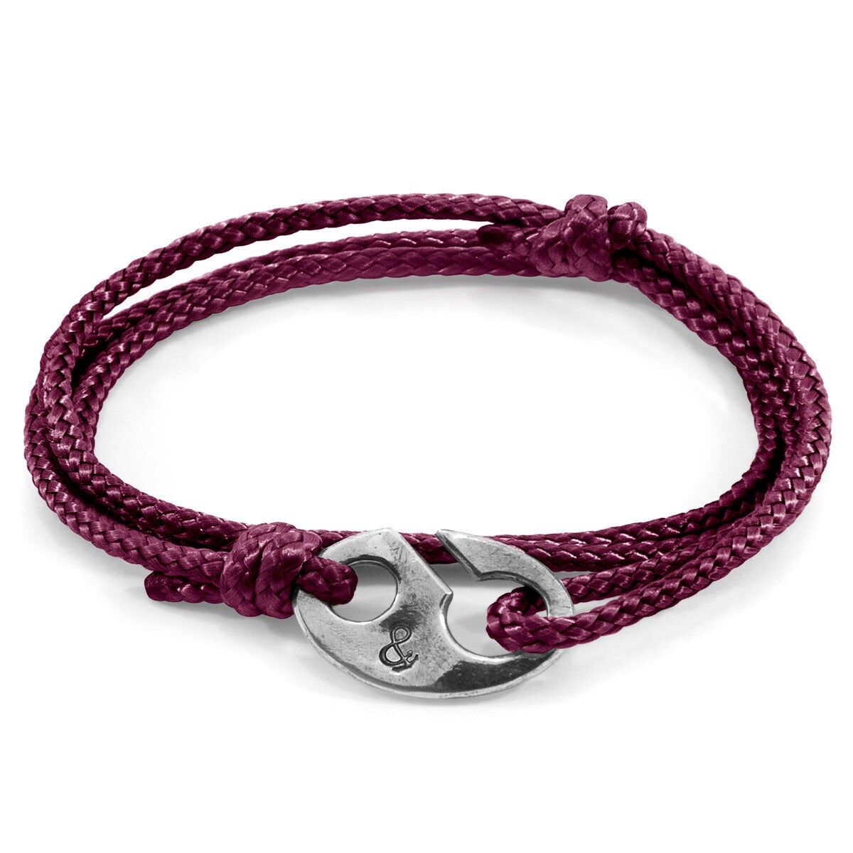 Bracciale Windsor in argento e corda viola melanzana