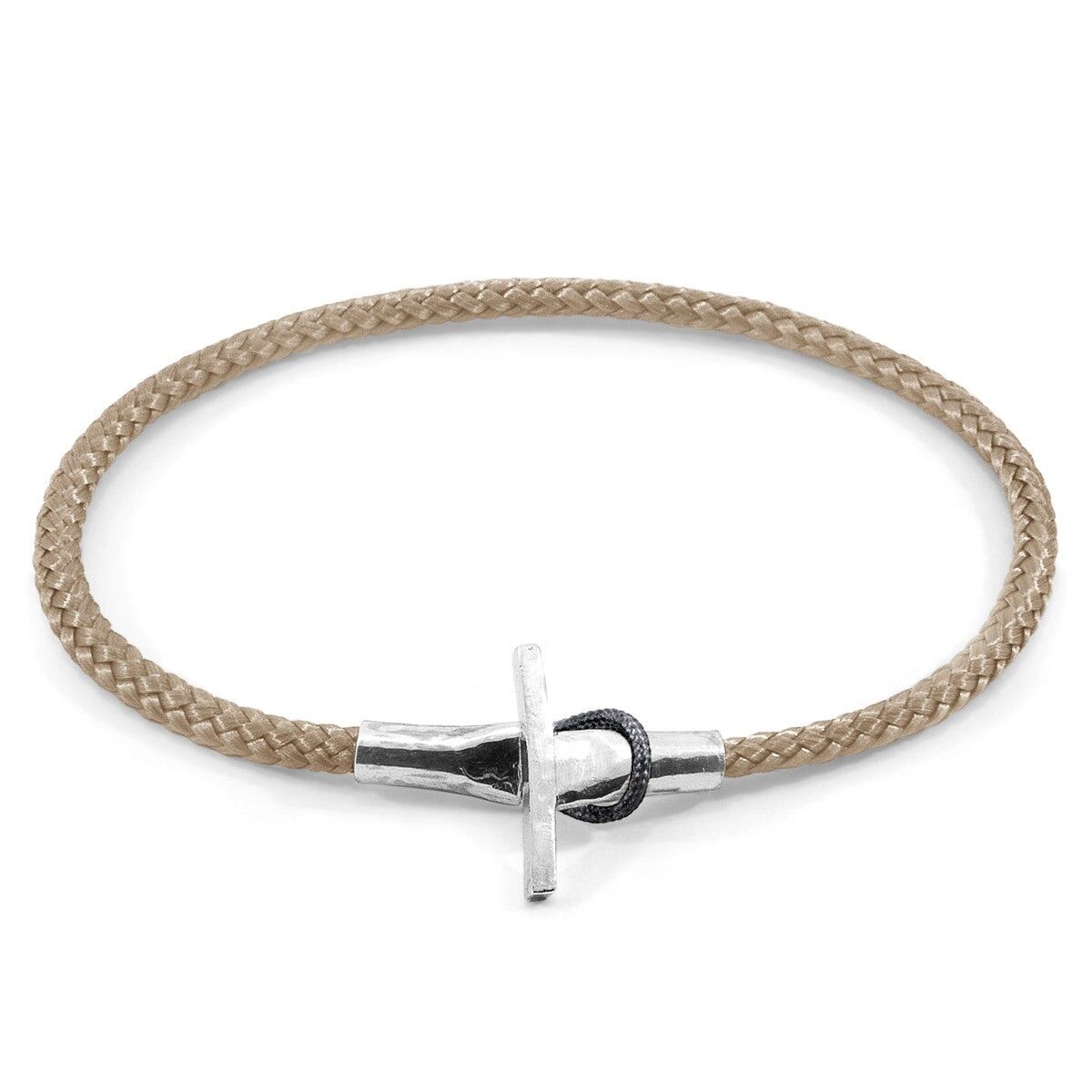 Bracciale Cambridge in argento e corda color marrone sabbia
