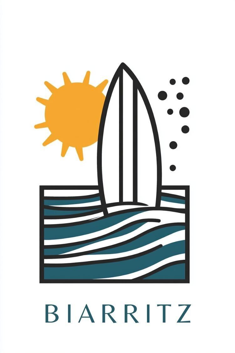 Affiche Biarritz - Surf et Vague Minimaliste