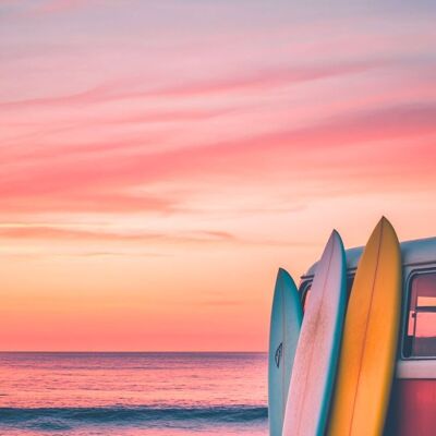 Poster di surf - Van e tramonto