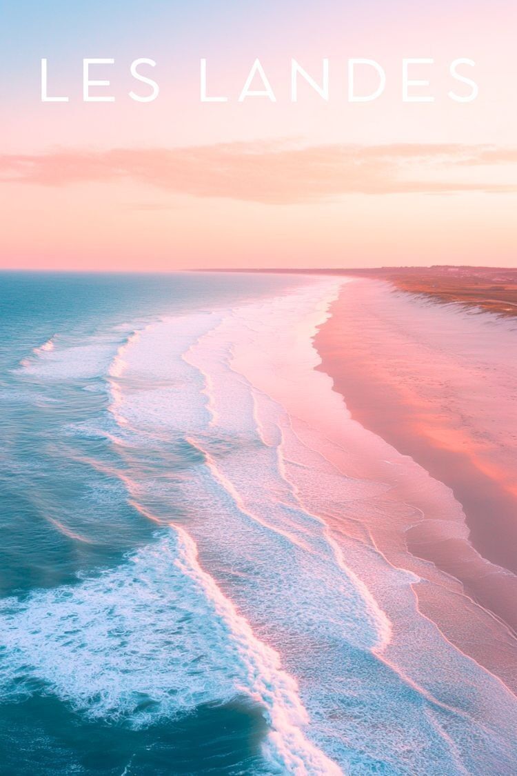Póster Les Landes - Vista aérea de la Grande Plage