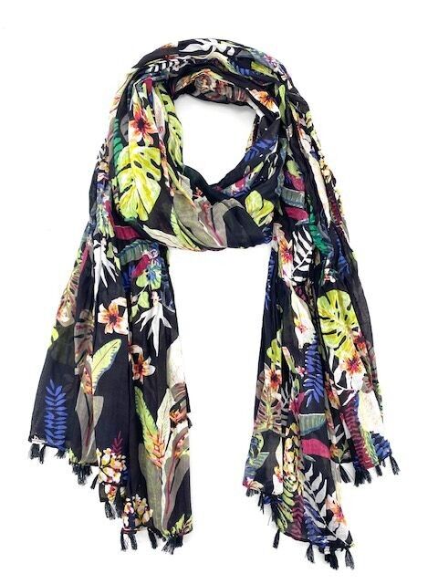 Pañuelo floral para mujer, pareo o 100% algodón 100x180 cm