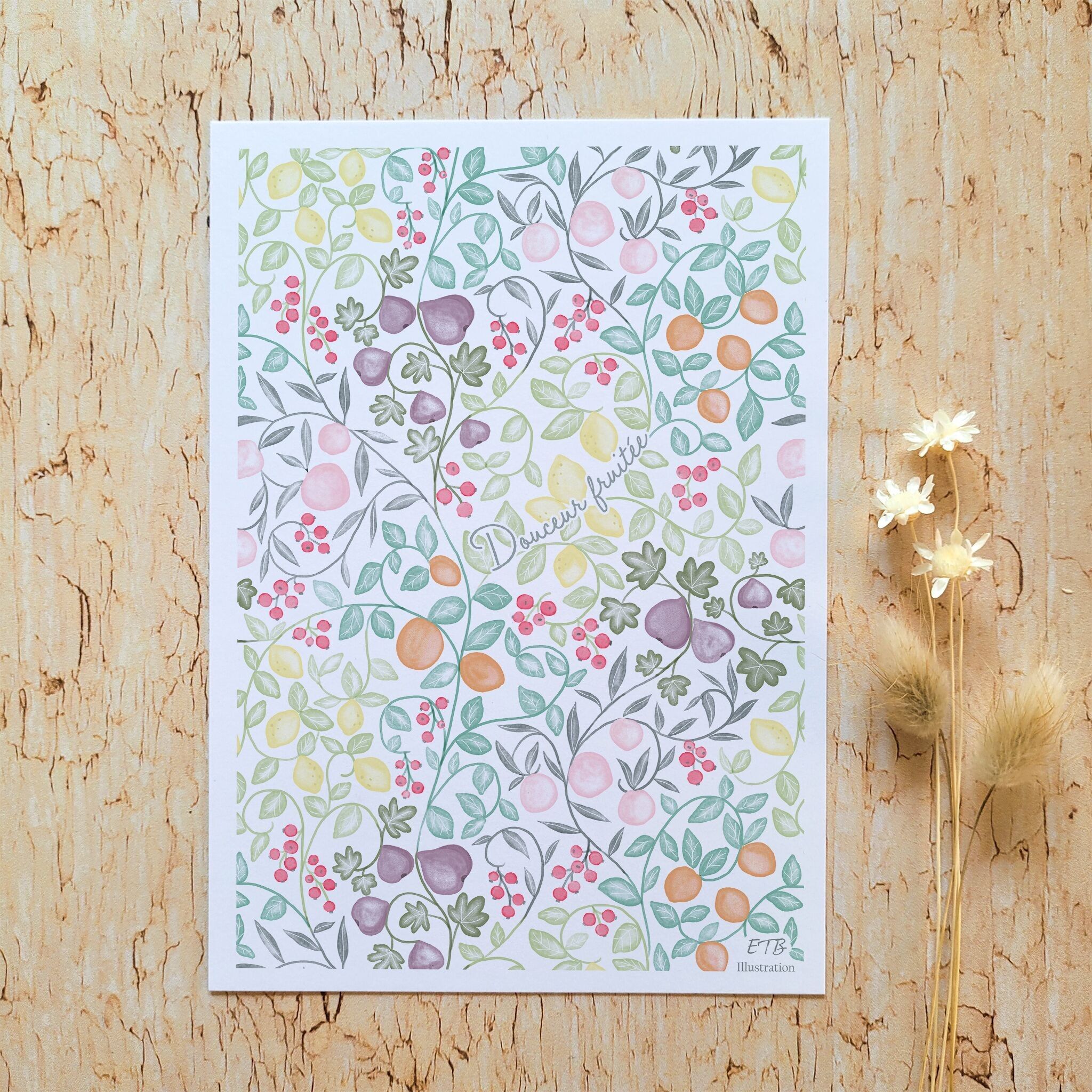 Carte de vœux · "Sous les arbres fruitiers" · Douceur fruitée