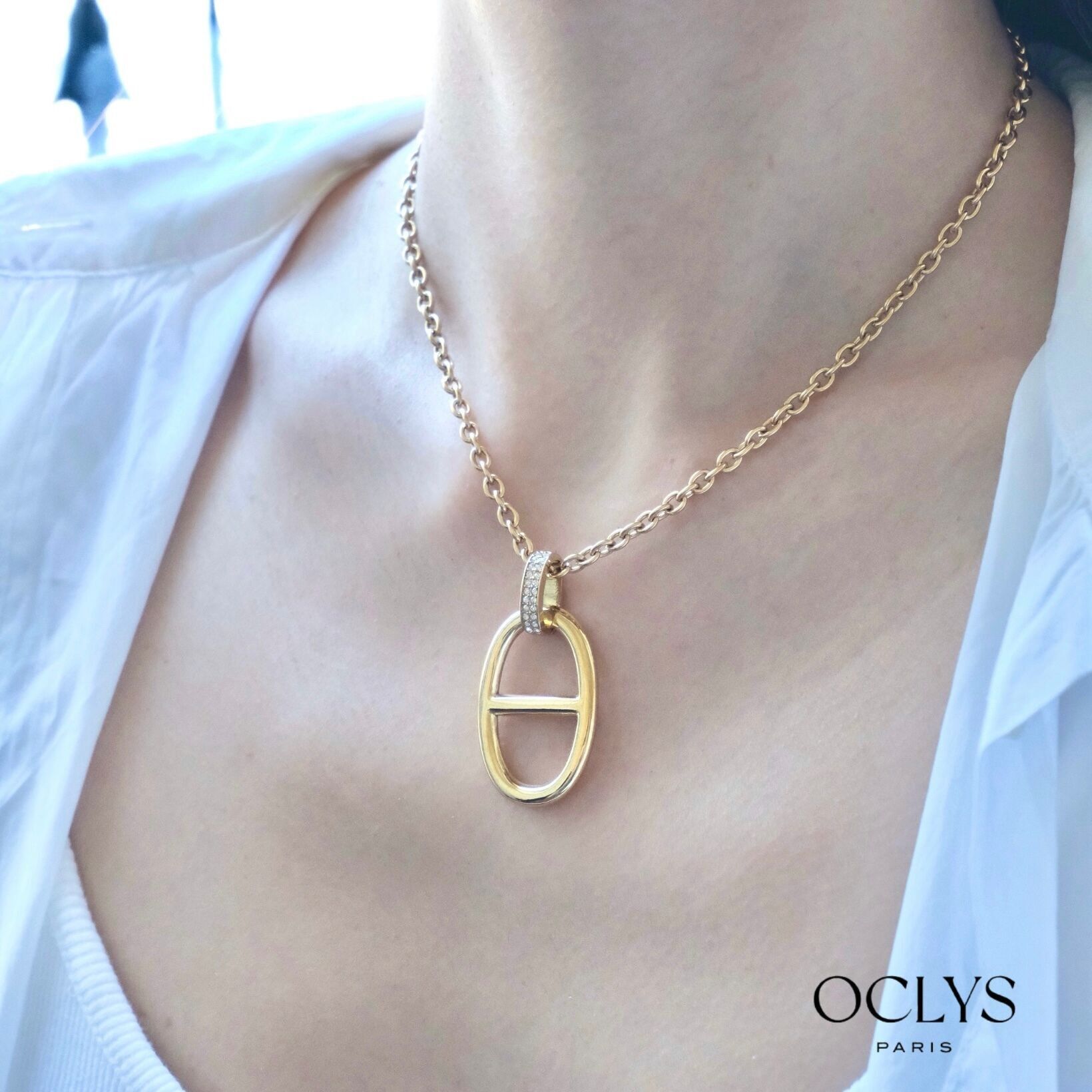 Collana con catena in strass in acciaio inossidabile Yona