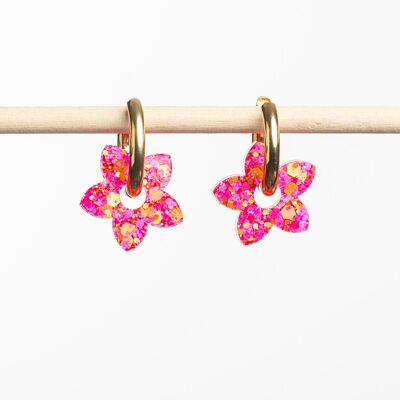 Fuchsia Orange Tiare Creoles