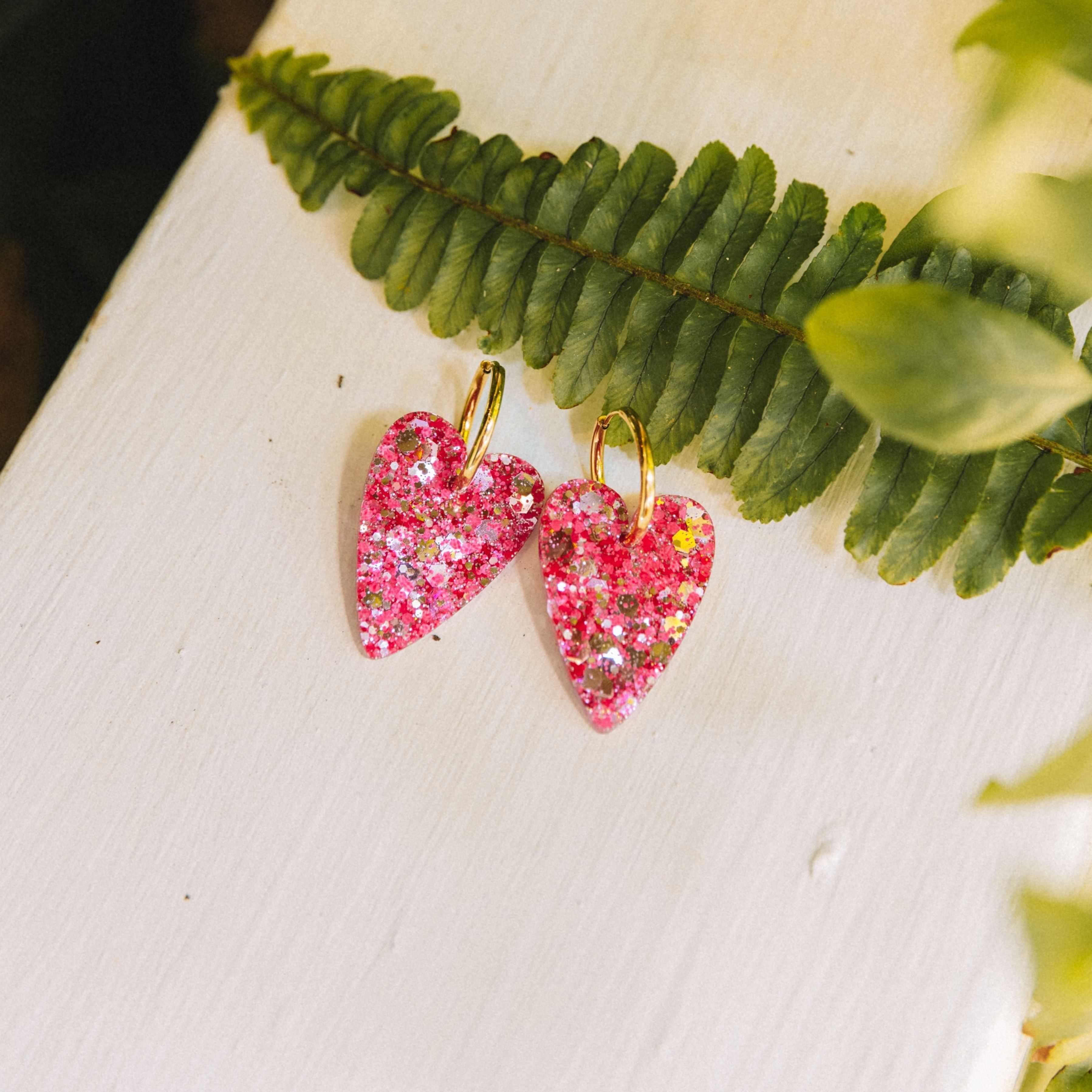 Red Rose Heart Earrings