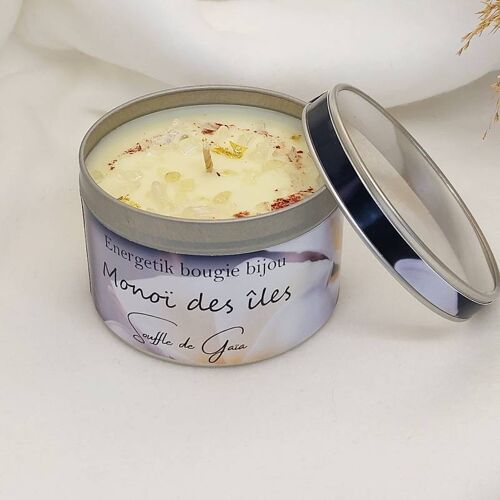 Bougie bijou Monoï des îles - En cadeau un pendentif en pierre de lithothérapie - Cire naturelle - parfum de Grasse