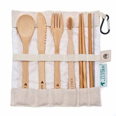 Reusable Bamboo Cutlery Travel Set – Beige