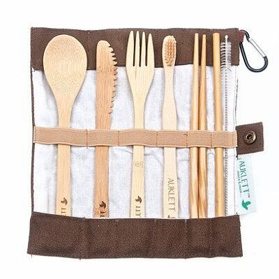 Reusable Bamboo Cutlery Travel Set – Brown