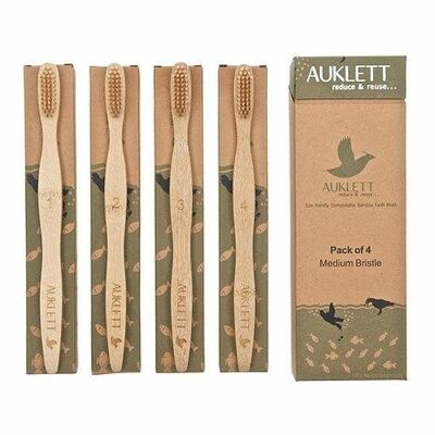 Bamboo Toothbrushes – Pack of 4 (Numbered)